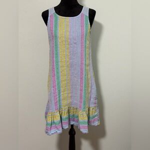 BELLAMBRA Women’s Linen Sleeveless Striped Sequin Embellished Mini Dress-S